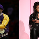 Torey Lanez, left, performs during Game Five of the 2019 NBA Finals on June 10, 2019 in Toronto, Canada.; Megan Thee Stallion accepts the Powerhouse Award onstage during Billboard Women In Music 2019, on December 12, 2019 in Los Angeles, California.